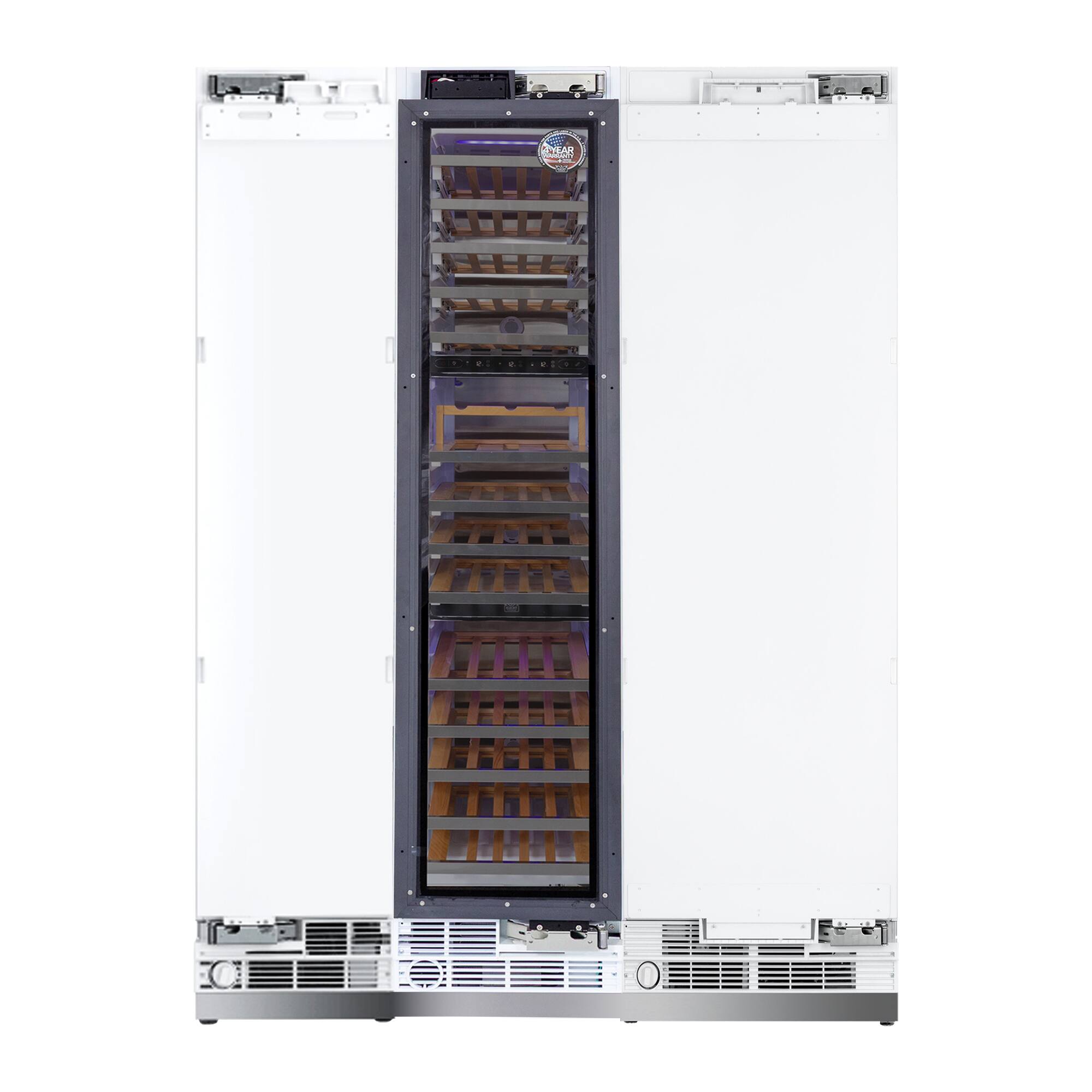 Front. Kucht - 60 in. Panel‑Ready Built‑In Column Refrigeration Set — 24. in. Refrigerator, 18 in. Freezer & 18 in. Wine Cooler - Panel Ready.