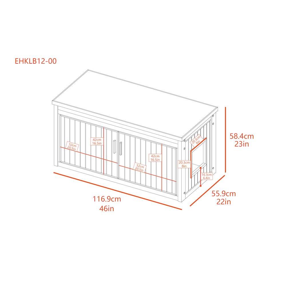 EHKLB12-00

- 52cm / 20.5in
- 42cm / 16.5in
- 58.4cm / 23in
- 116.9cm / 46in
- 55.9cm / 22in
- 20.3cm / 8in
- 16.3cm / 6.4in