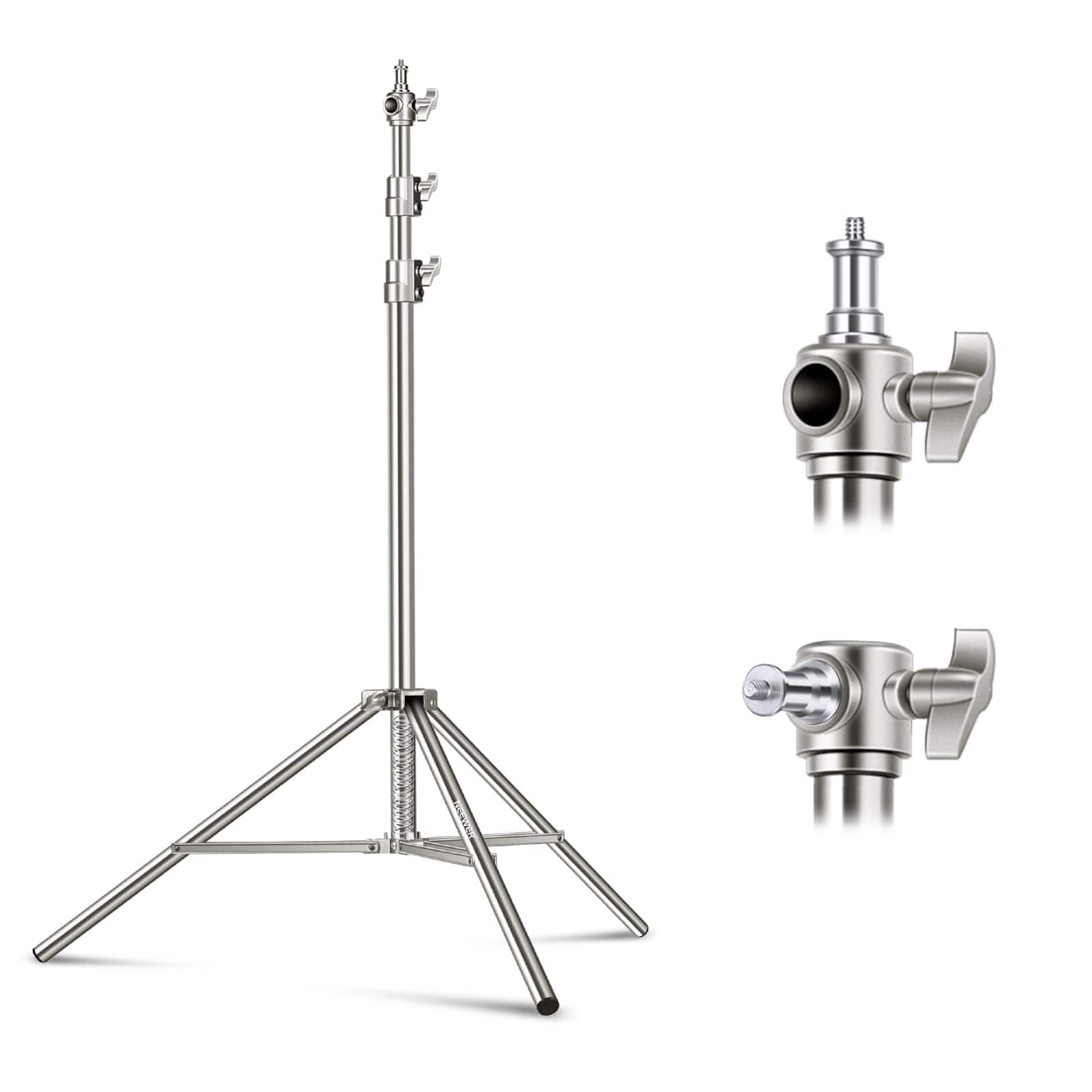 Neewer - Heavy-Duty 7.2ft Steel Light Stand for Studio Lighting - Compatible with Ring Lights, Softboxes & Strobes - Silver