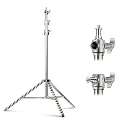 Front. Neewer - Heavy-Duty 7.2ft Steel Light Stand for Studio Lighting - Compatible with Ring Lights, Softboxes & Strobes - Silver.