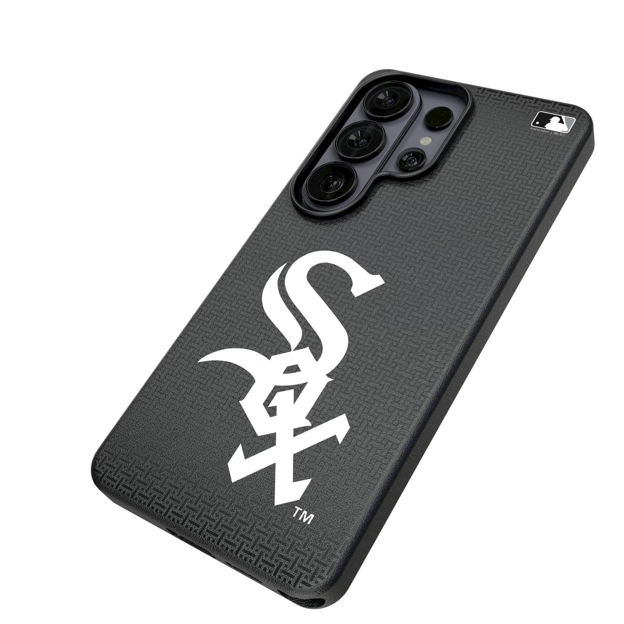 Alt View 1. Keyscaper - Chicago White Sox Linen Galaxy Magnetic Bump Case - S25 Ultra - Black.
