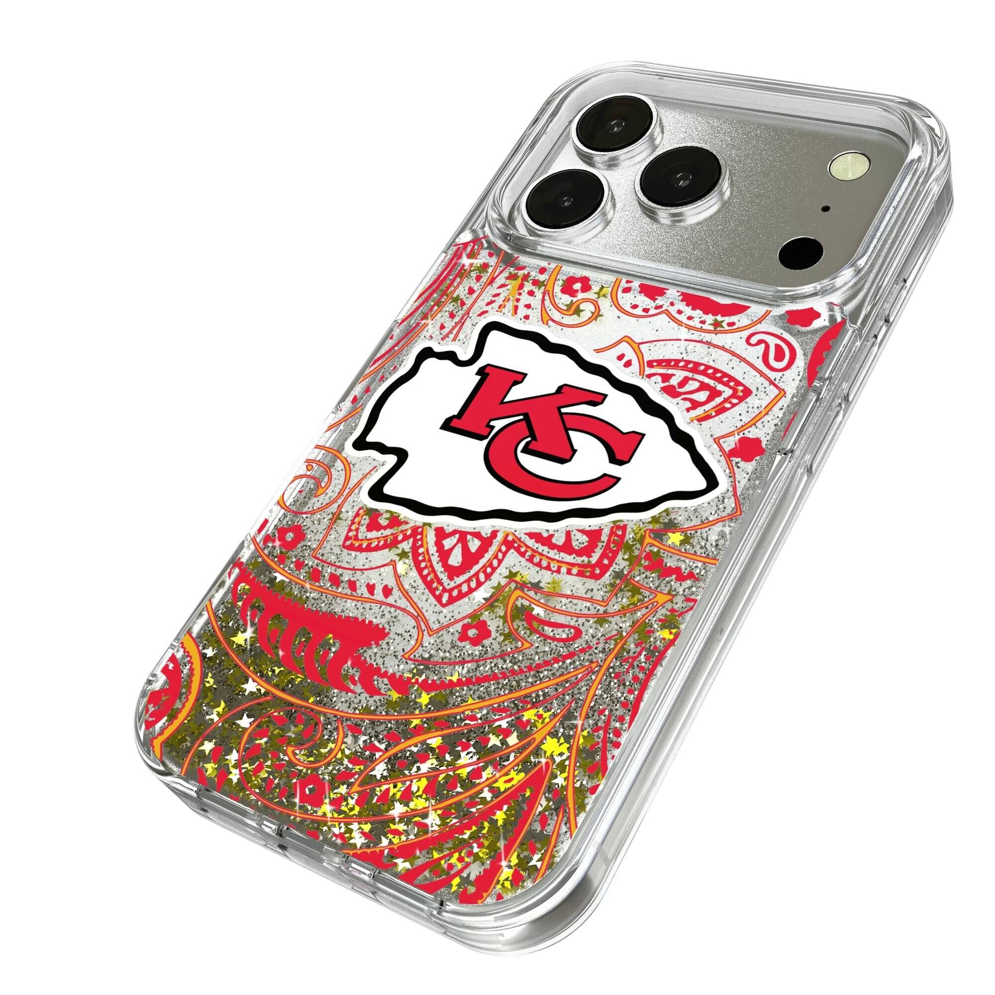 Alt View 1. Keyscaper - Kansas City Chiefs iPhone Paisley Design Glitter Case - 15 - Multicolor.