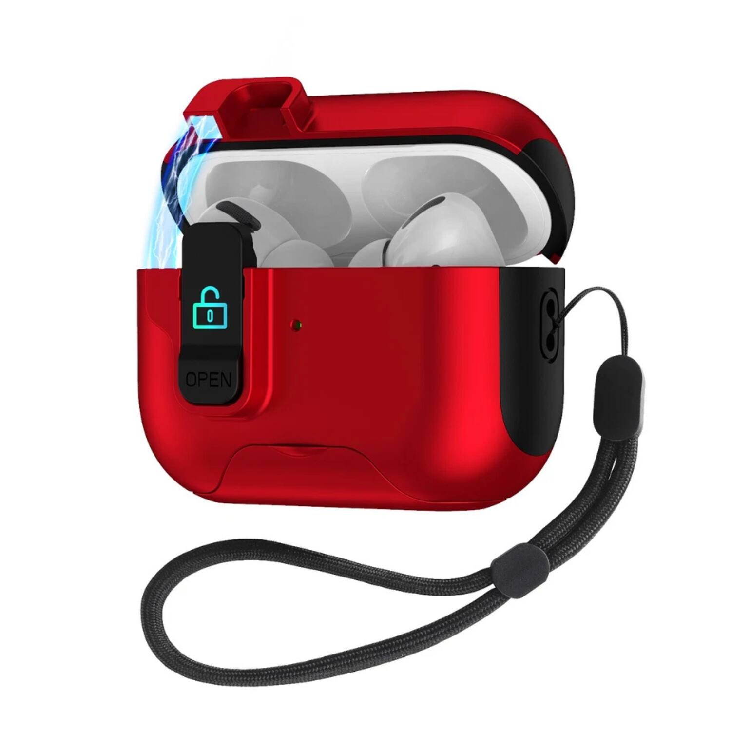 Front. Stock Preferred - For AirPods Pro 3rd Gen. 2025 Case with Kickstand Phone Holder - Red.