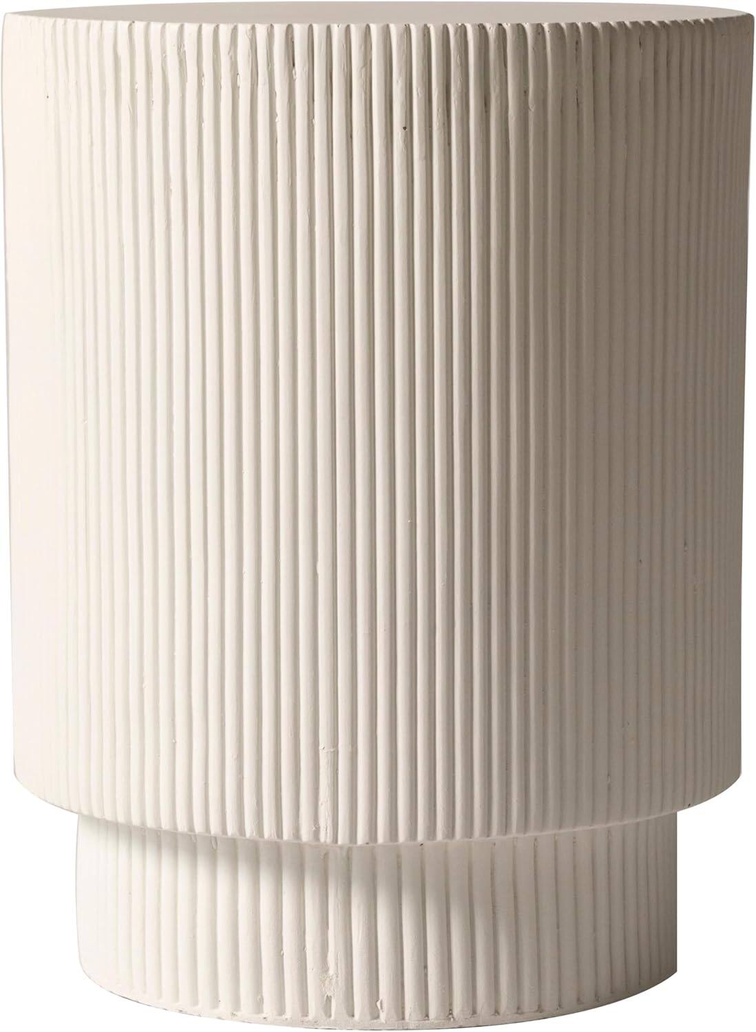 Alt View 3. LeisureMod - Eden Modern Stone Top Round Side Table, Indoor/Outdoor Weather Resistant Accent Table, Fully Assembled - White.