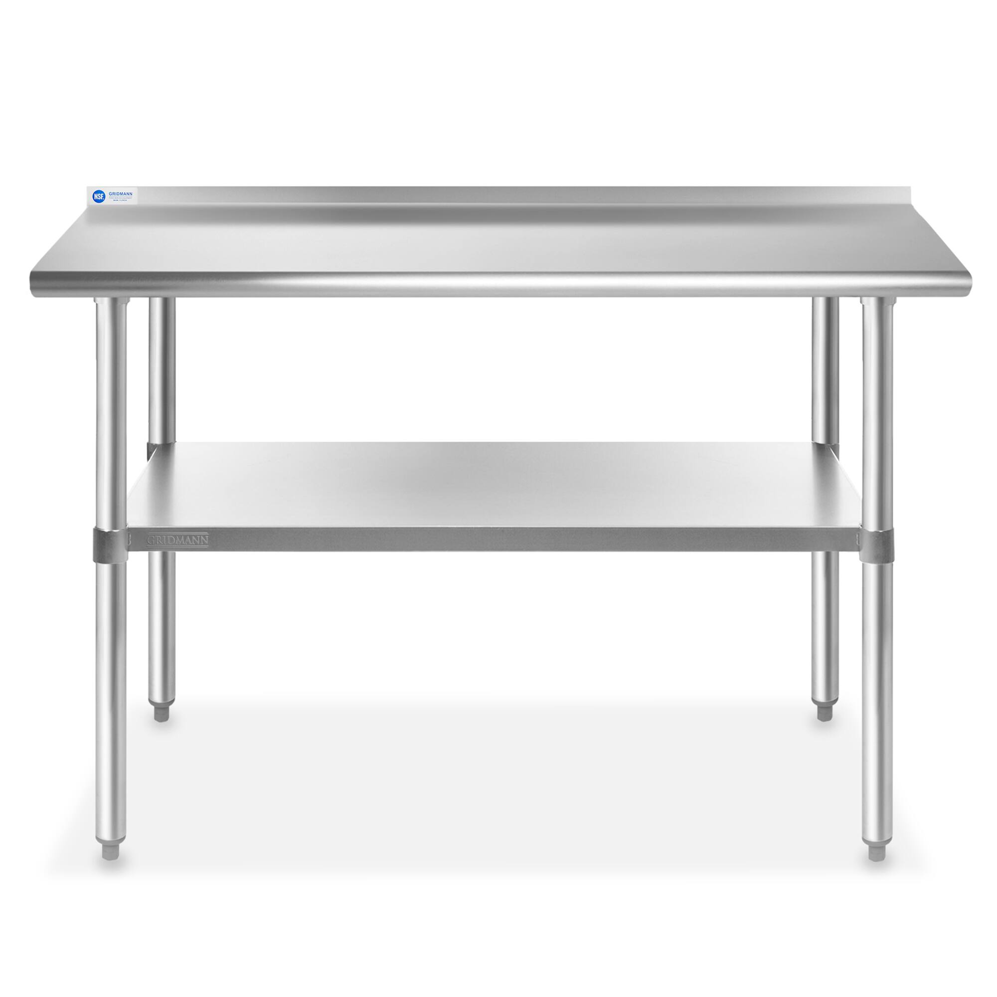 Alt View 1. GRIDMANN - 48 x 24-in NSF Stainless Steel Prep Table with Backsplash - Silver.