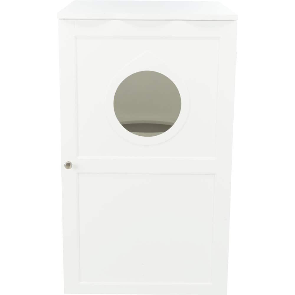 TRIXIE - 2-Story Cat Litter Box Enclosure Hidden Litter Indoor Cat Furniture Accent Table - White