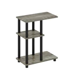 FurniFact - C-Shape Side Table, Quality Build, Durable Wood Frame - French Oak - French Oak/Black