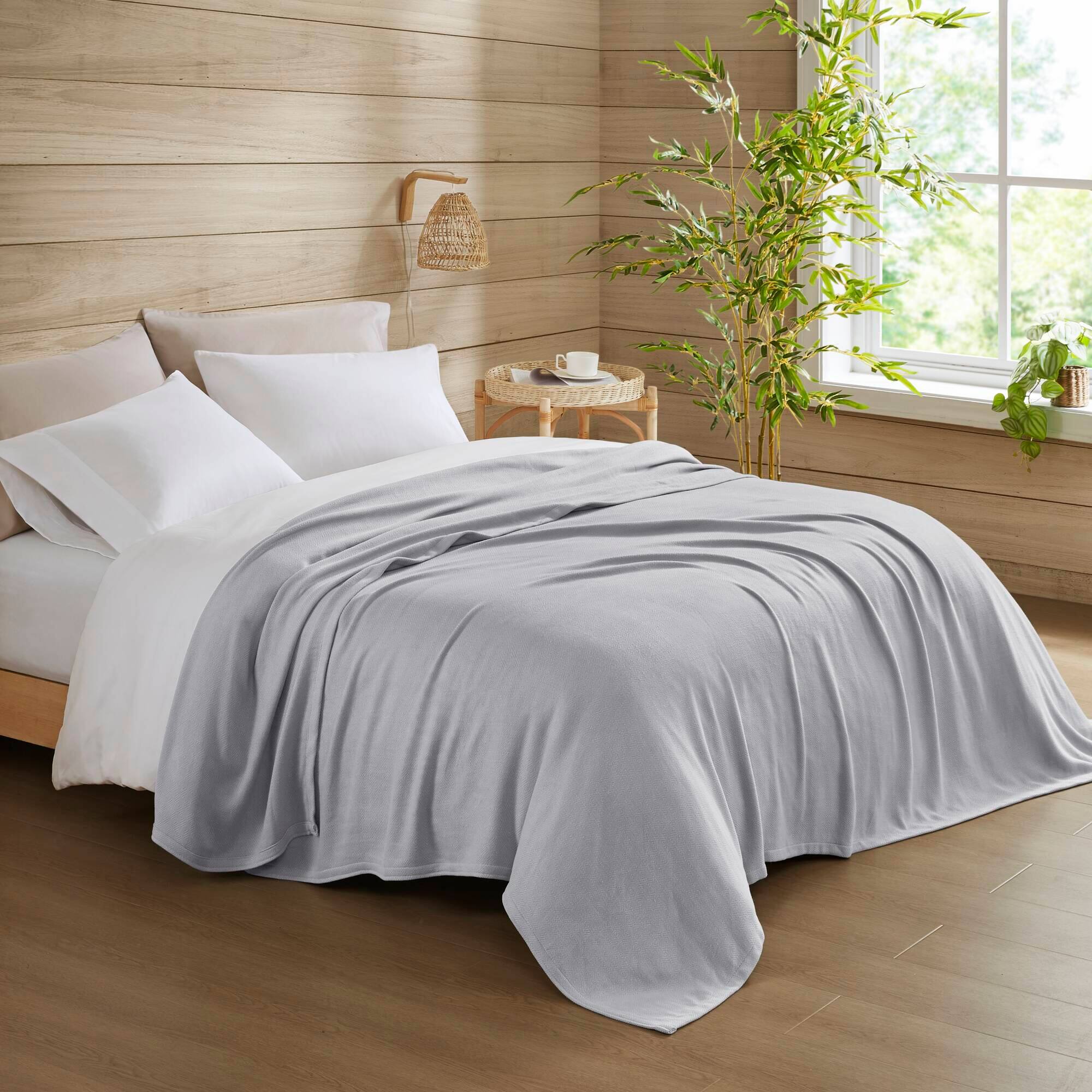 Gracie Mills Kaelith Bamboo Cotton Rayon Blanket Textured Gray - Best Buy