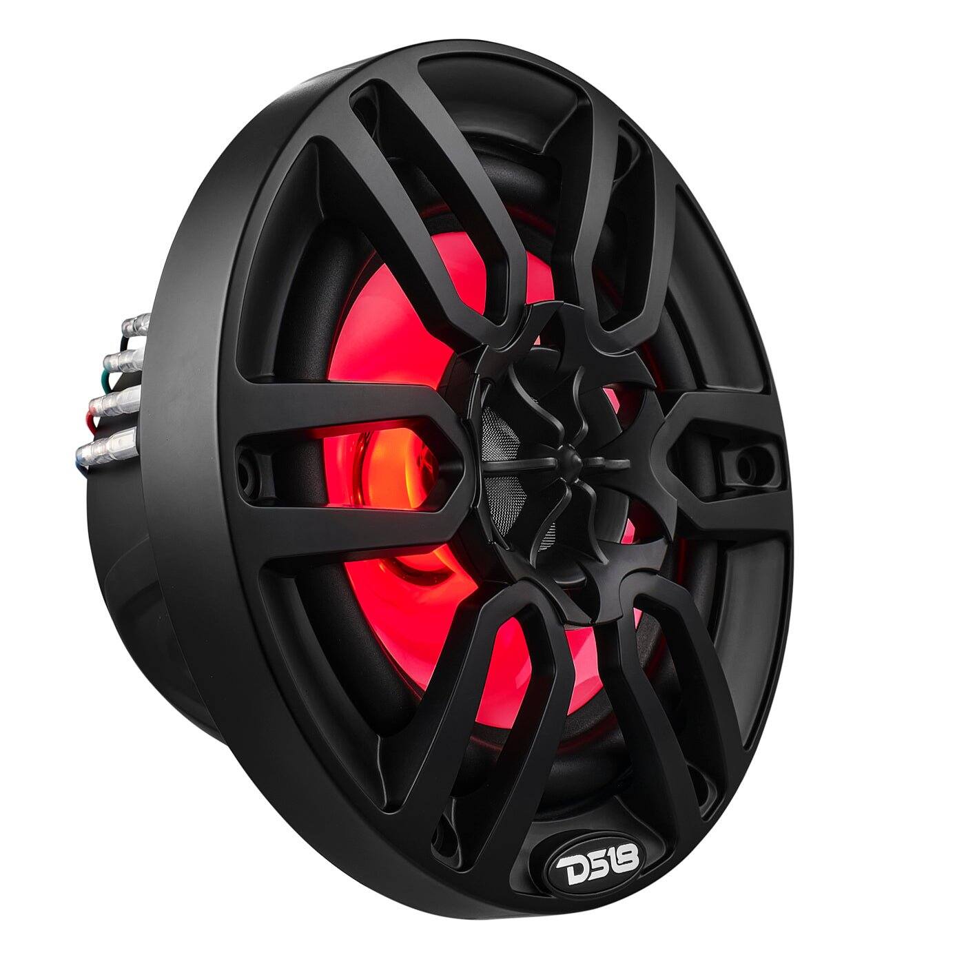 Angle. DS18 Audio - NXL 6.5" 2-way Coaxial Speaker with RGB LED Lights, Built-in Driver and Grille (Pair), 100W RMS 4-Ohm - Black.