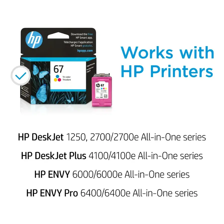 Works with HP Printers:

* HP DeskJet 1250, 2700/2700e All-in-One series
* HP DeskJet Plus 4100/4100e All-in-One series
* HP ENVY 6000/6000e All-in-One series
* HP ENVY Pro 6400/6400e All-in-One series