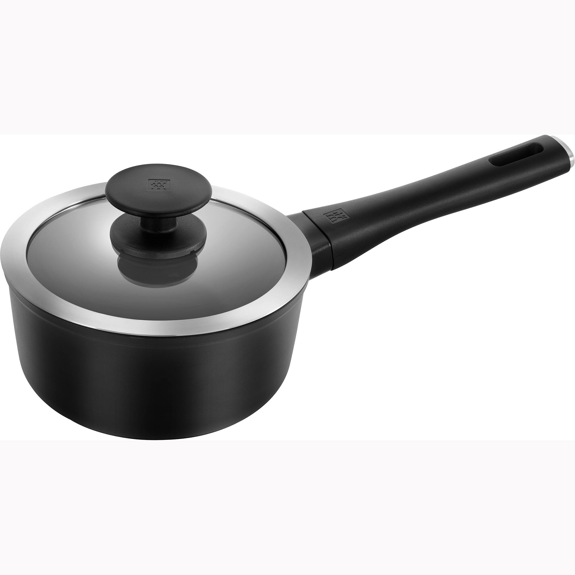 Front. ZWILLING - ZWILLING Madura Plus Forged 1.5-qt Aluminum Nonstick Saucepan with Lid - Black.