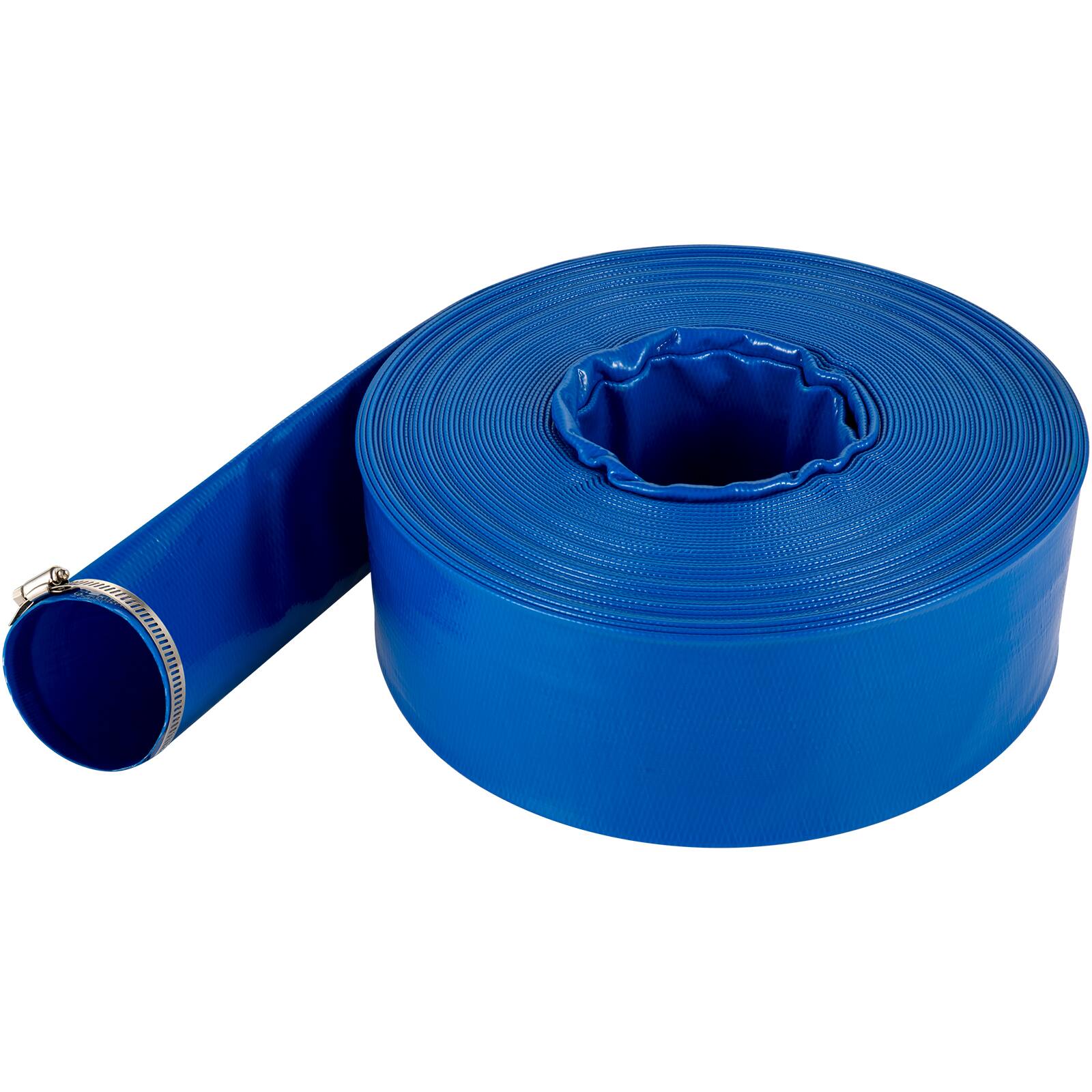 Alt View 5. VEVOR - Discharge Hose, 3\" x 105\', PVC Lay Flat Hose, Heavy Duty Backwash Drain Hose with Clamps, Weather-proof & Burst-proof - Blue.