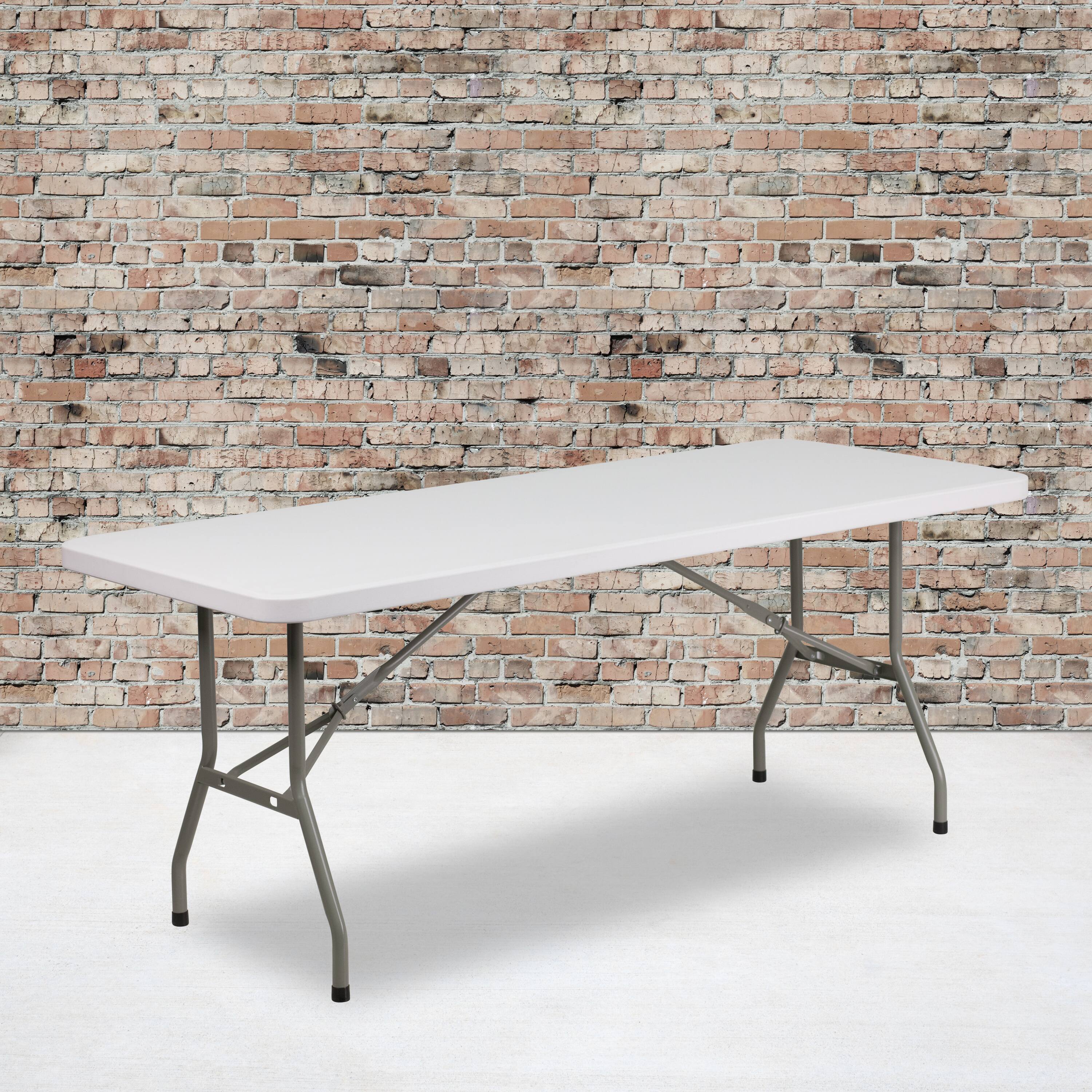 Alt View 1. Emma + Oliver - 6-Foot Plastic Folding Table - Granite White.