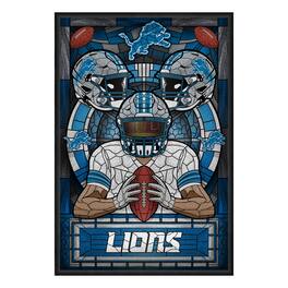 Sporticulture - Detroit Lions Framed Stained Glass Art Print - Blue