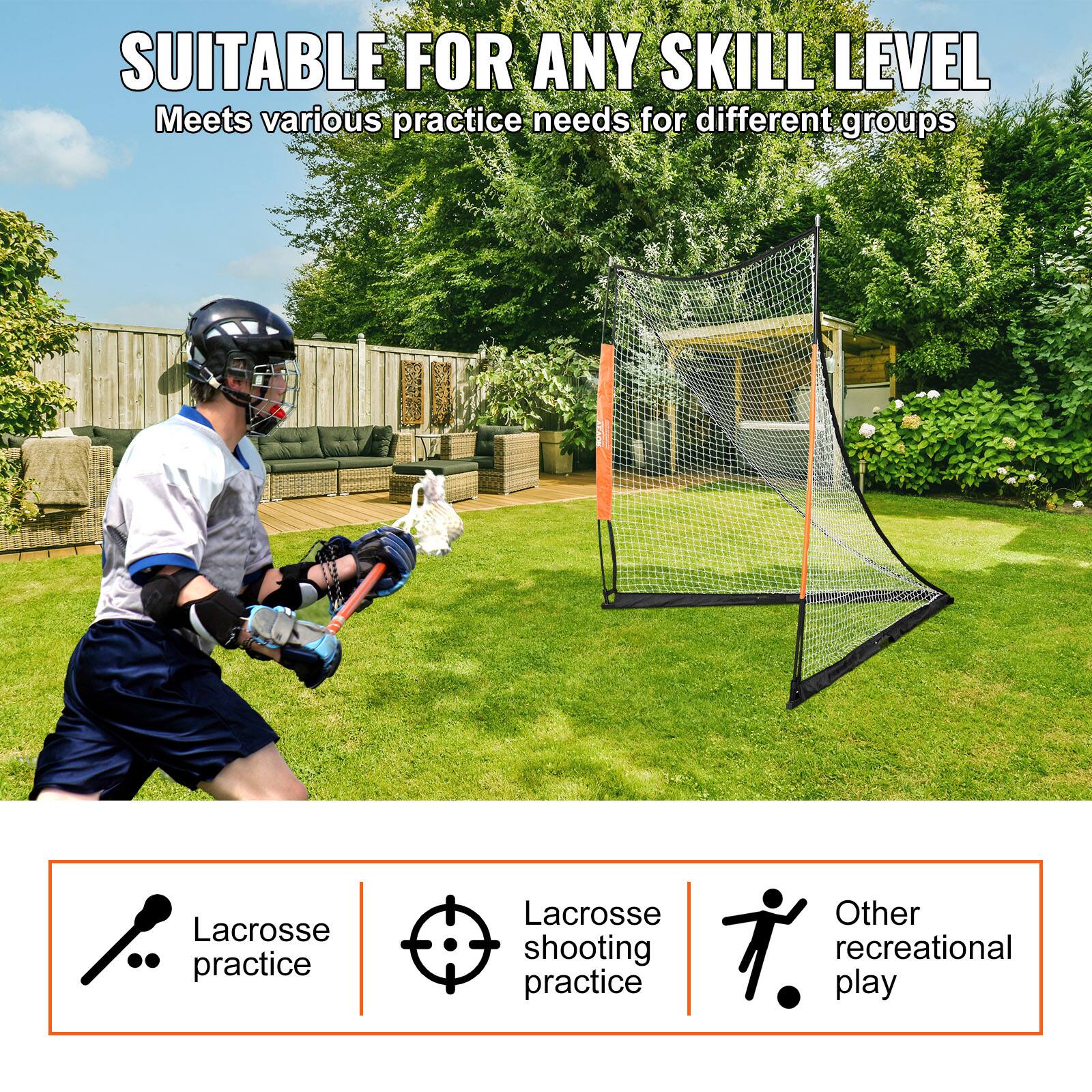 SUITABLE FOR ANY SKILL LEVEL
Meets various practice needs for different groups
Lacrosse practice
Lacrosse shooting practice
Other recreational play