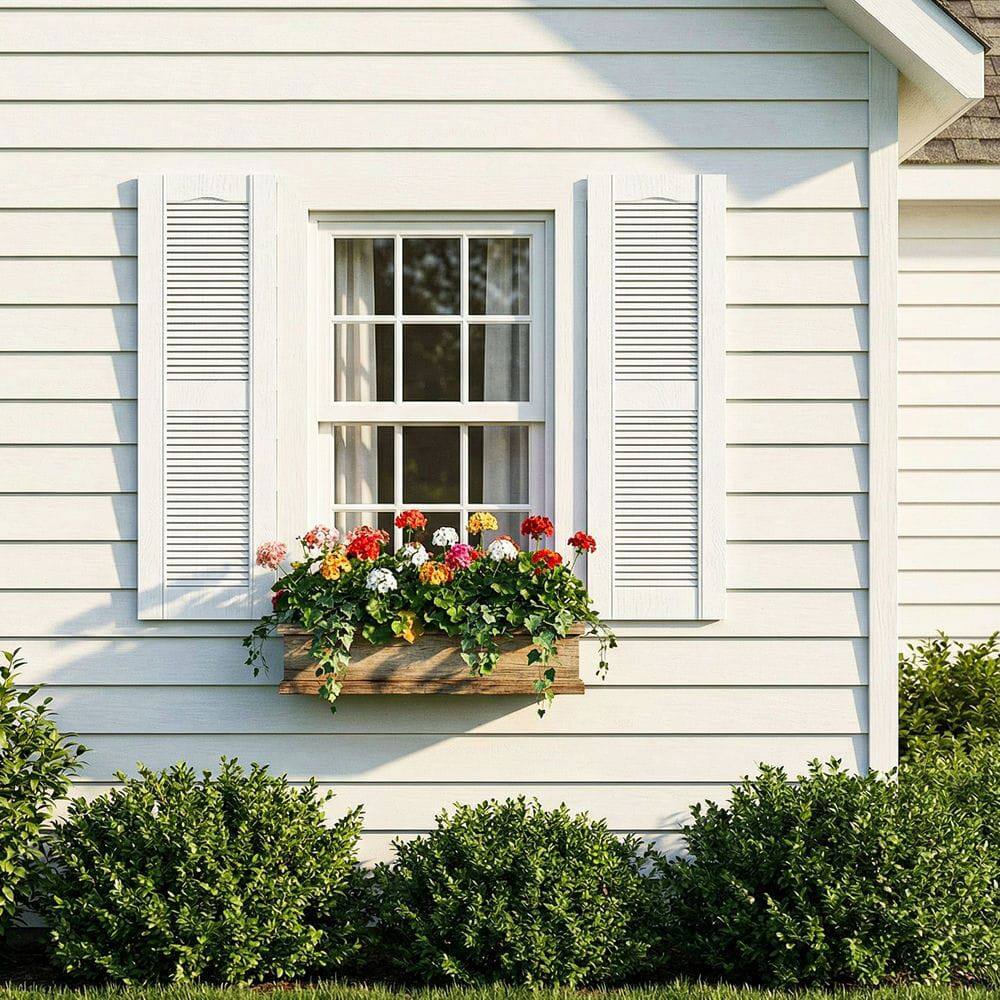 Alt View 6. Kadyn - Decorative Faux Shutters, Sturdy, Hassle-Free Design for Indoor & Outdoor Use, 14"x25", White - White.