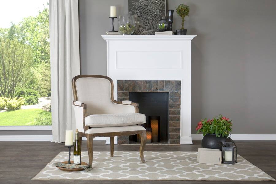 Angle. Baxton Studio - Napoleon Traditional French Accent Chair-Ash - White.