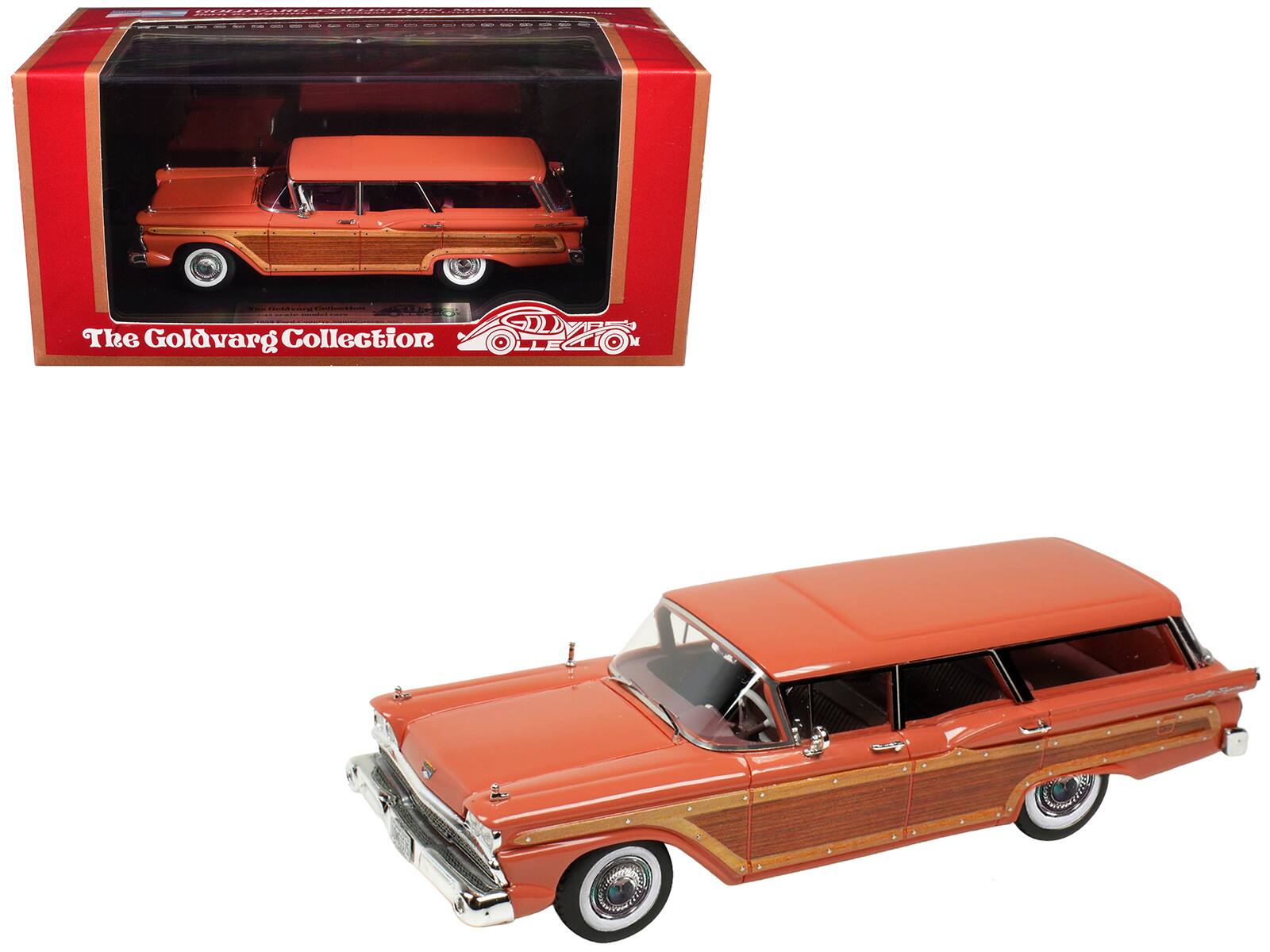 Goldvarg Collection - 1959 Ford Country Squire Rose with Woodgrain Sides and Green Interior Limited Edition to 200 pieces Worldwide 1/43 - Rose with Green