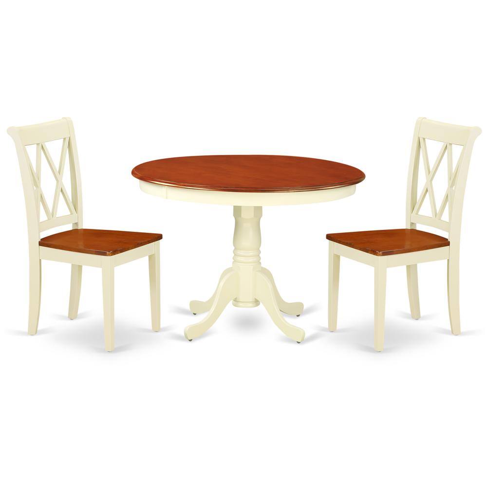 Left. East West Furniture - Dining Room Set Buttermilk & Cherry - Brown.