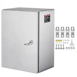 VEVOR - NEMA Stainless Steel Enclosure,16 x 12 x 8 in, NEMA 4X Steel Electrical Box, IP66 Waterproof & Dustproof, Outdoor/Indoor - Silver
