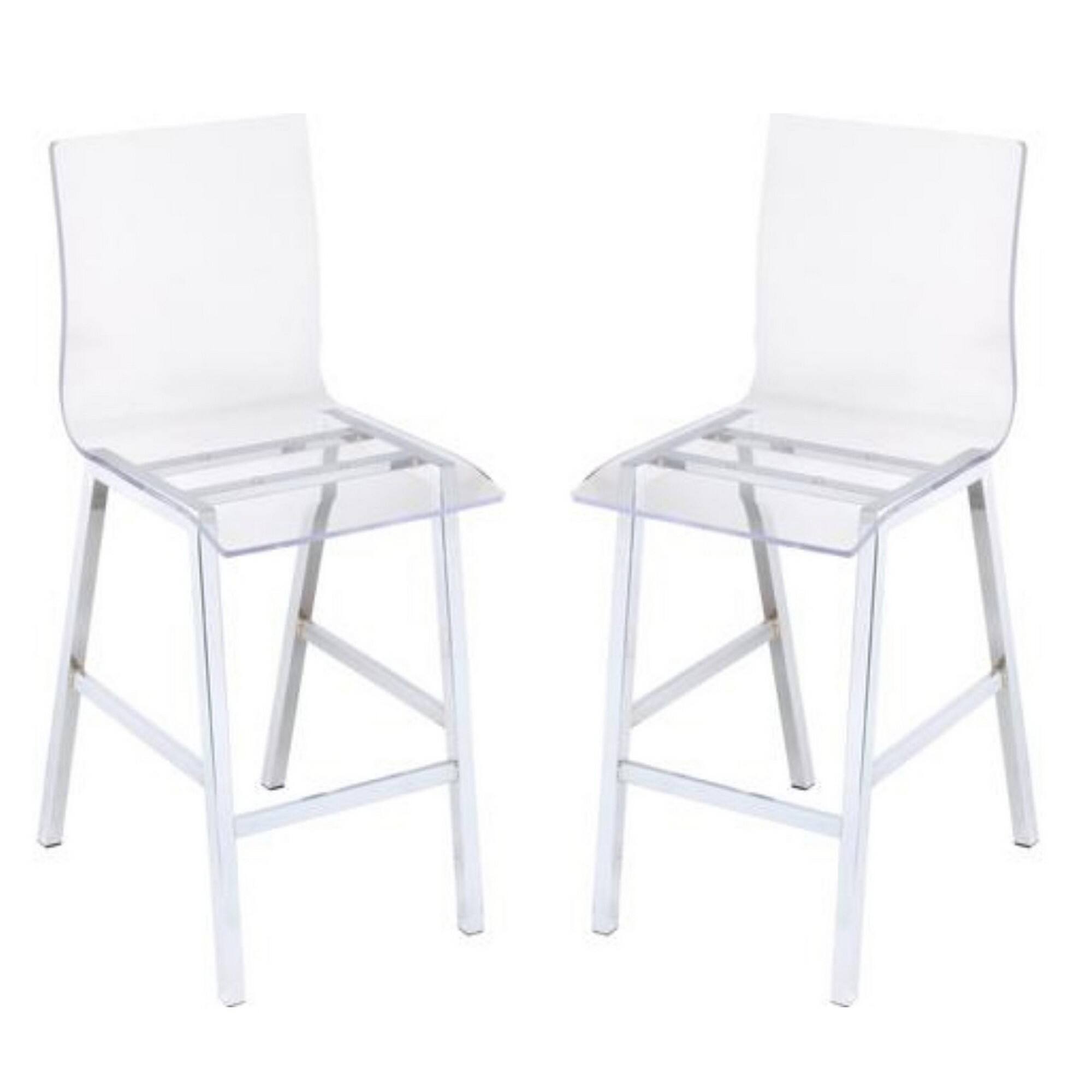 Manhattan Lane - Counter Height Dining Chair Clear Acrylic, Set of 2 - Clear and Chrome