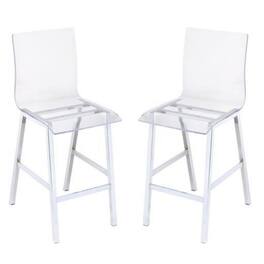 Manhattan Lane - Counter Height Dining Chair Clear Acrylic, Set of 2 - Clear and Chrome