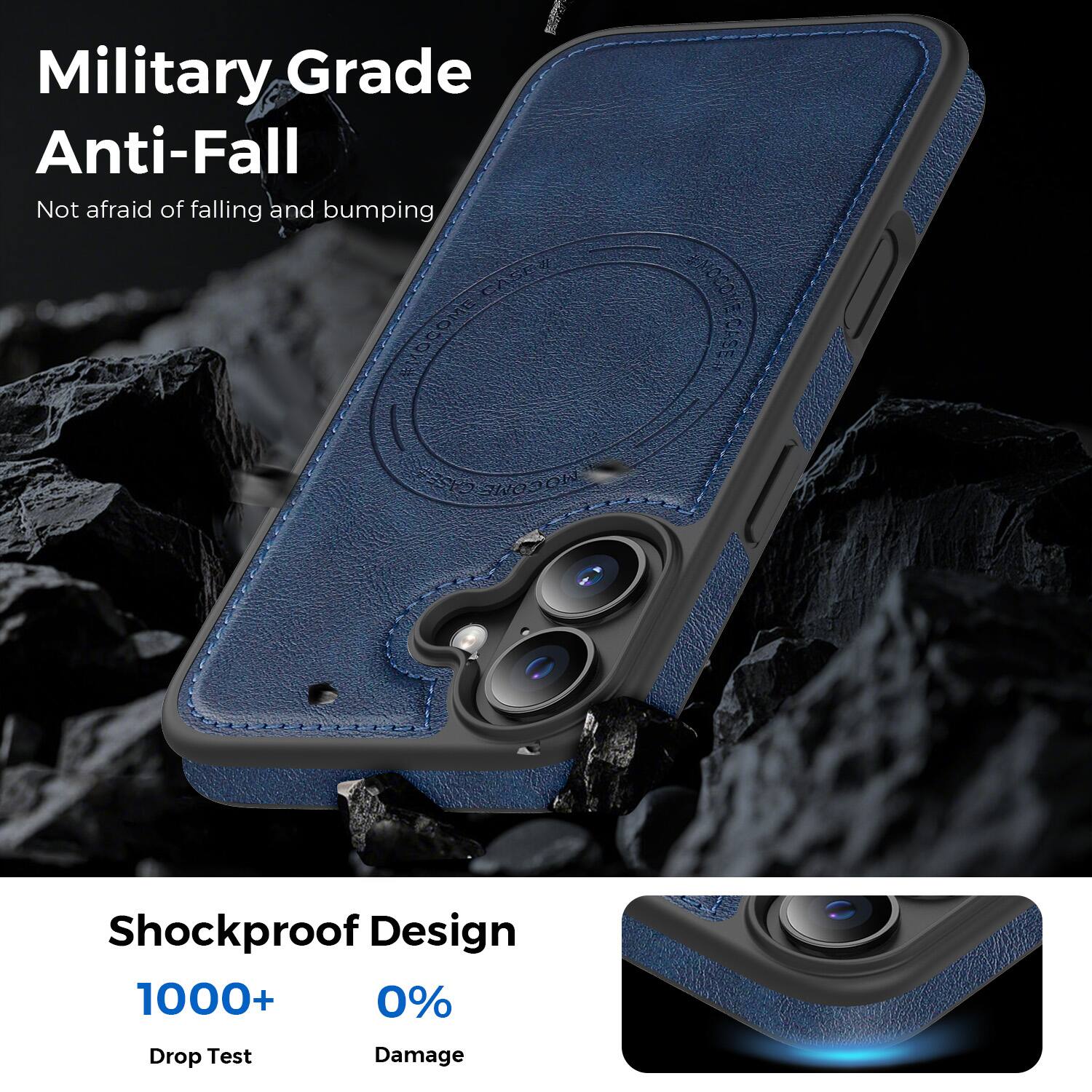 Military Grade Anti-Fall  
Not afraid of falling and bumping  

Shockproof Design  
1000+ Drop Test  
0% Damage