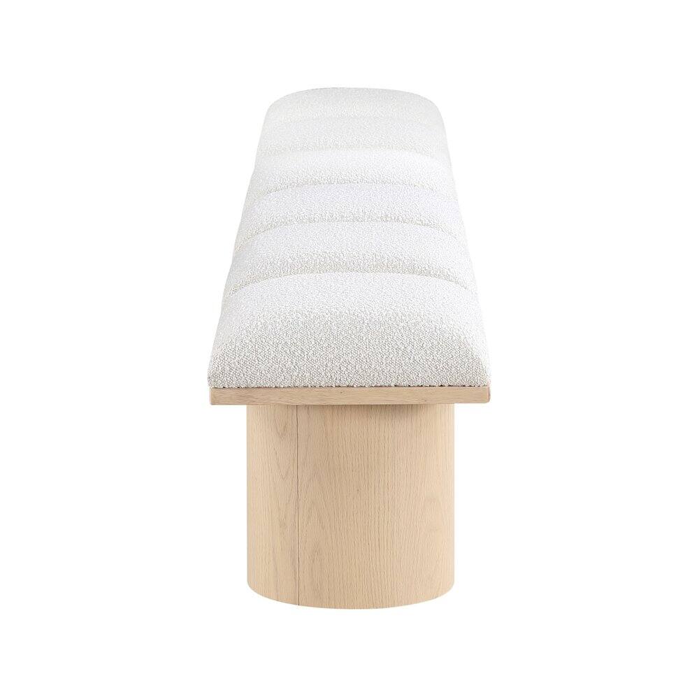 Left. Meridian Furniture - Pavilion Cream Boucle Fabric Bench - Cream Boucle Fabric.