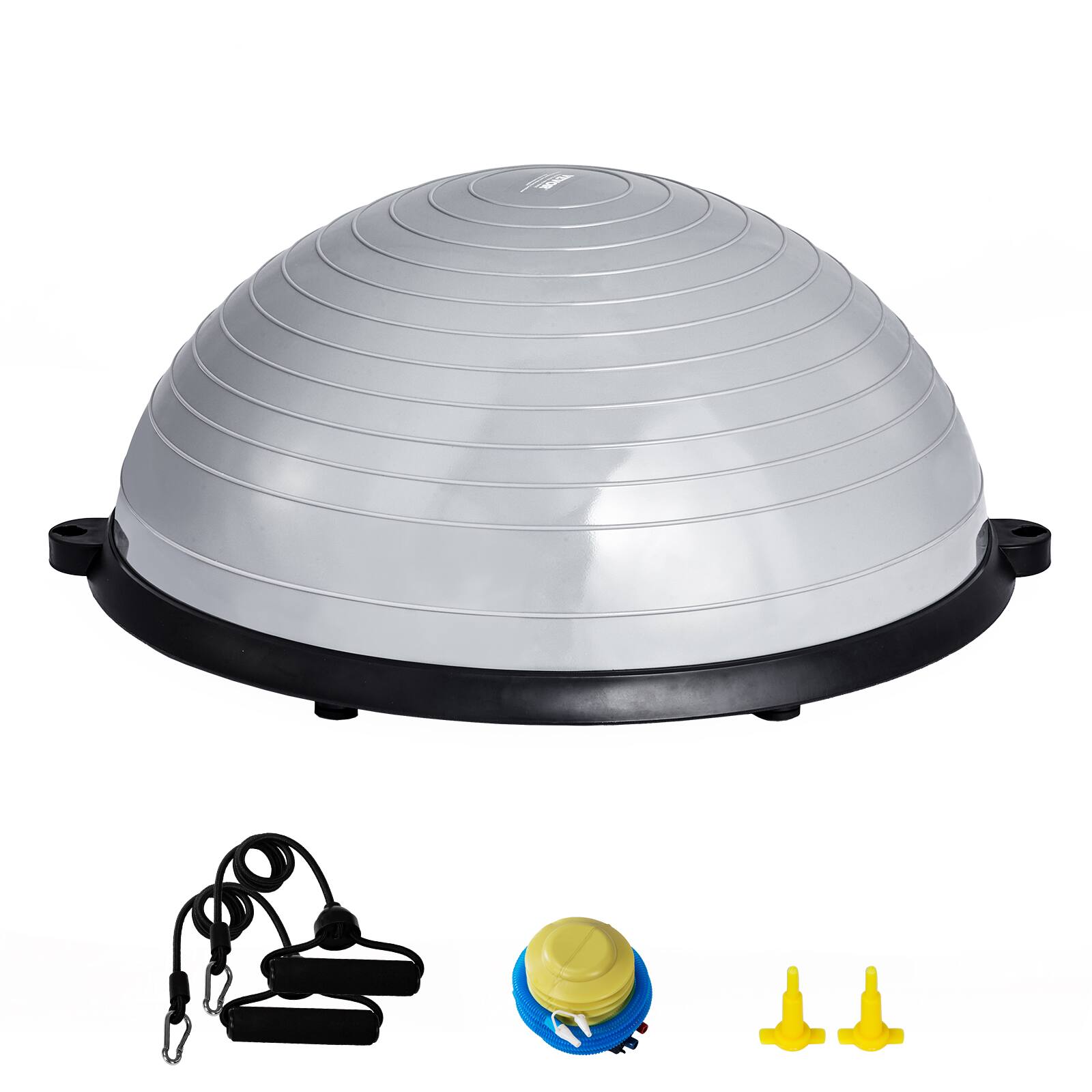 Alt View 5. VEVOR - Half Exercise Ball Trainer, 23 inch Balance Ball Trainer, 660lbs Capacity Stability Ball,Yoga Ball with Resistance Bands - Grey.