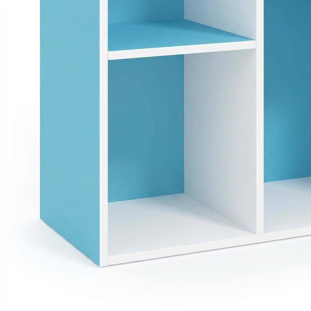 Alt View 2. FurniFact - Reversible Open Shelf Bookcase in White and Light Blue - White/Light Blue.