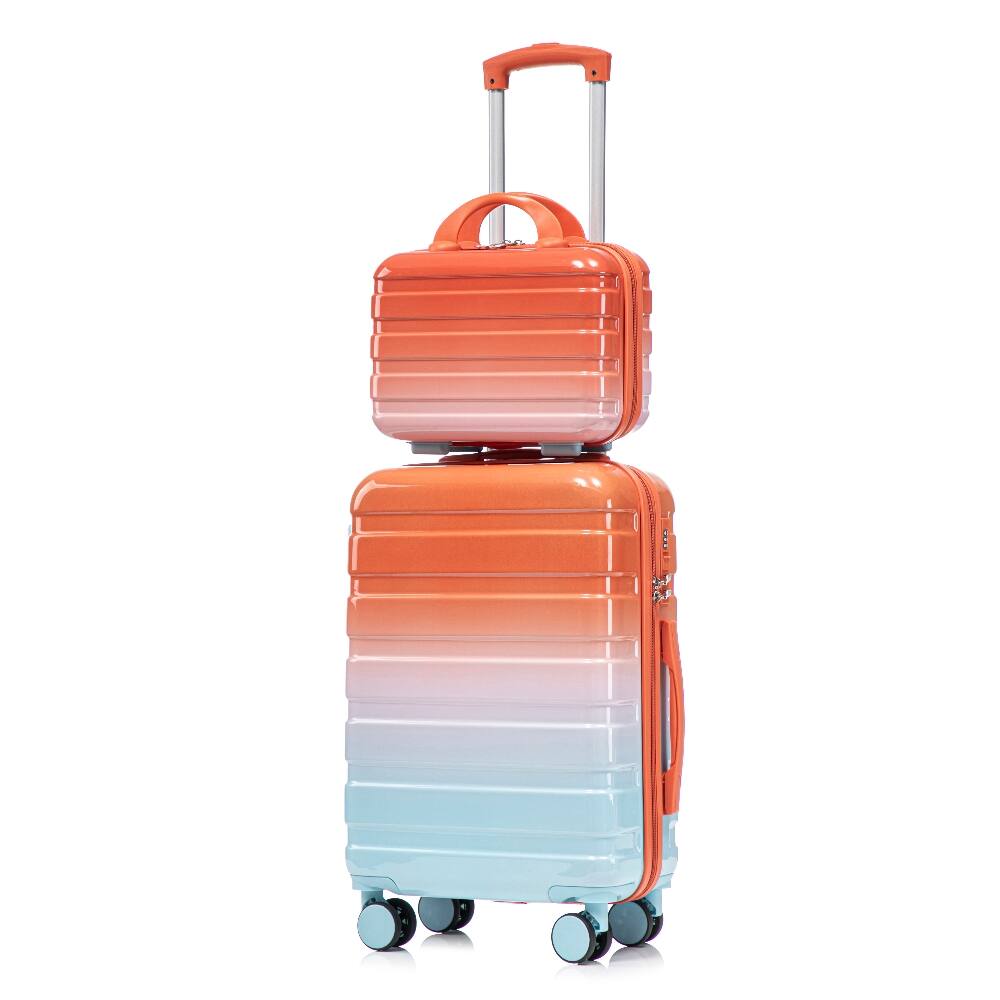 Left. Ropilly - Ropilly 2 Piece Luggage Set Carry On Suitcase Gradient Color PC Hard Shell - Blue+Red.