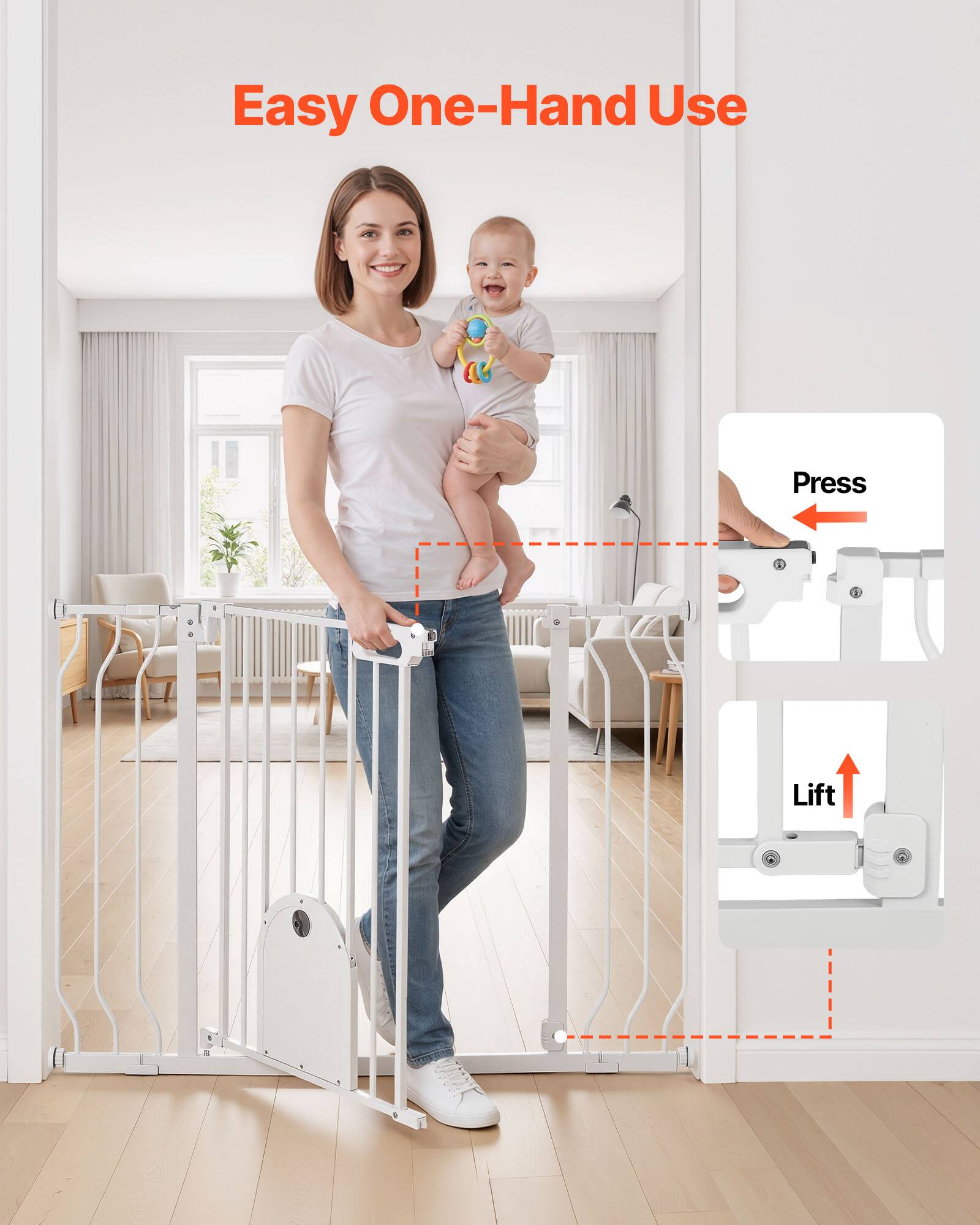 Easy One-Hand Use

Press

Lift