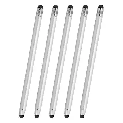 Front. Unique Bargains - 5pcs Stylus Pens for Touch Screens, 2 in 1 High Sensitivity Universal Pen Capacitive Stylus for Touch Screen Device - Silver.