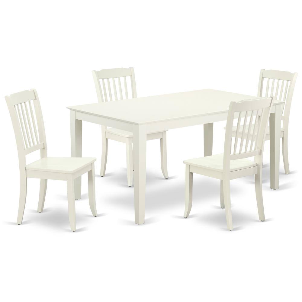 Back. East West Furniture - Dining Room Set Linen White - Brown.