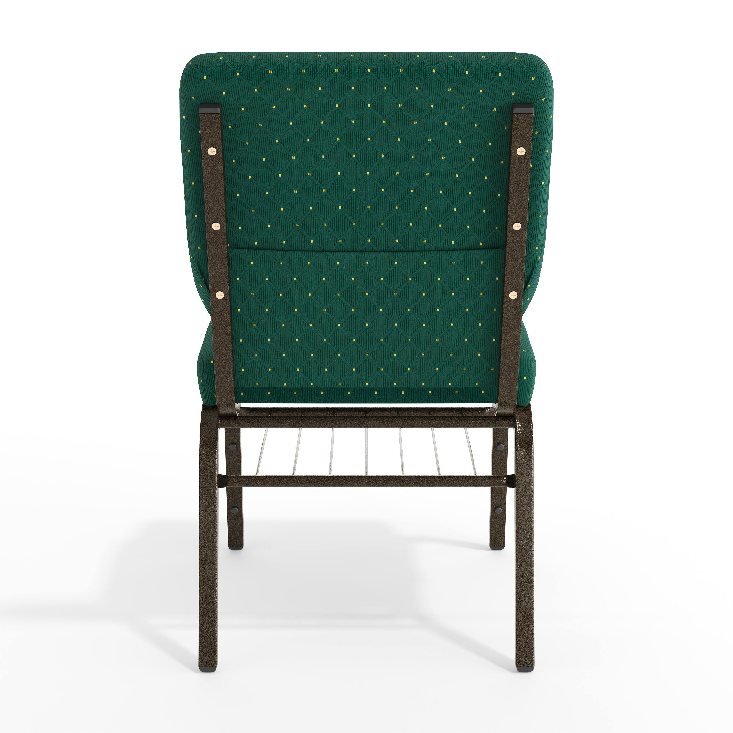 Alt View 7. Emma + Oliver - 18.5"W Church/Reception Guest Chair with Book Rack - Green Patterned Fabric/Gold Vein Frame.