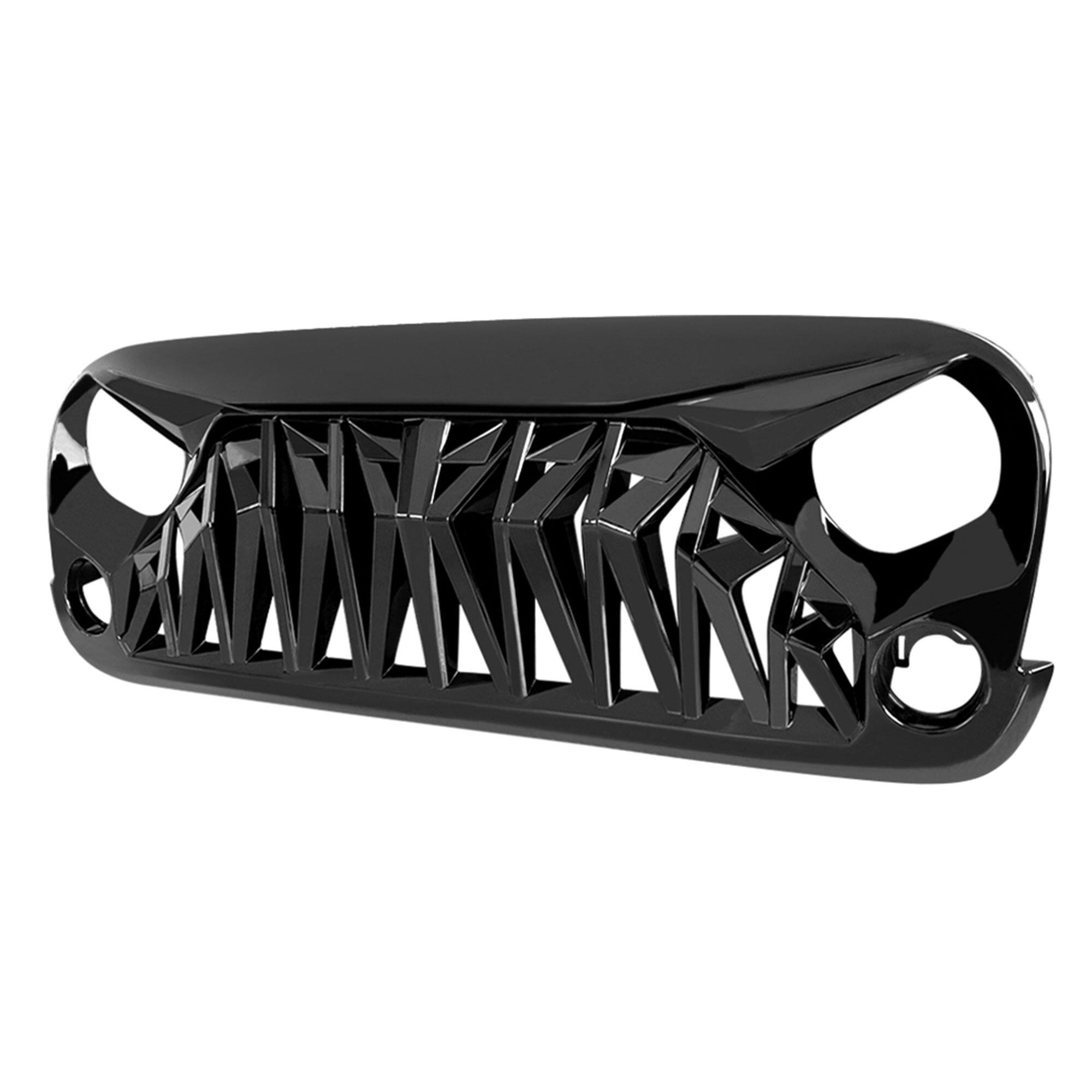 Alt View 7. AMERICAN MODIFIED - AMERICAN MODIFIED Front Shark Grille Compatible with 2007-2018 Wrangler JK/JKU - Glossy Black.