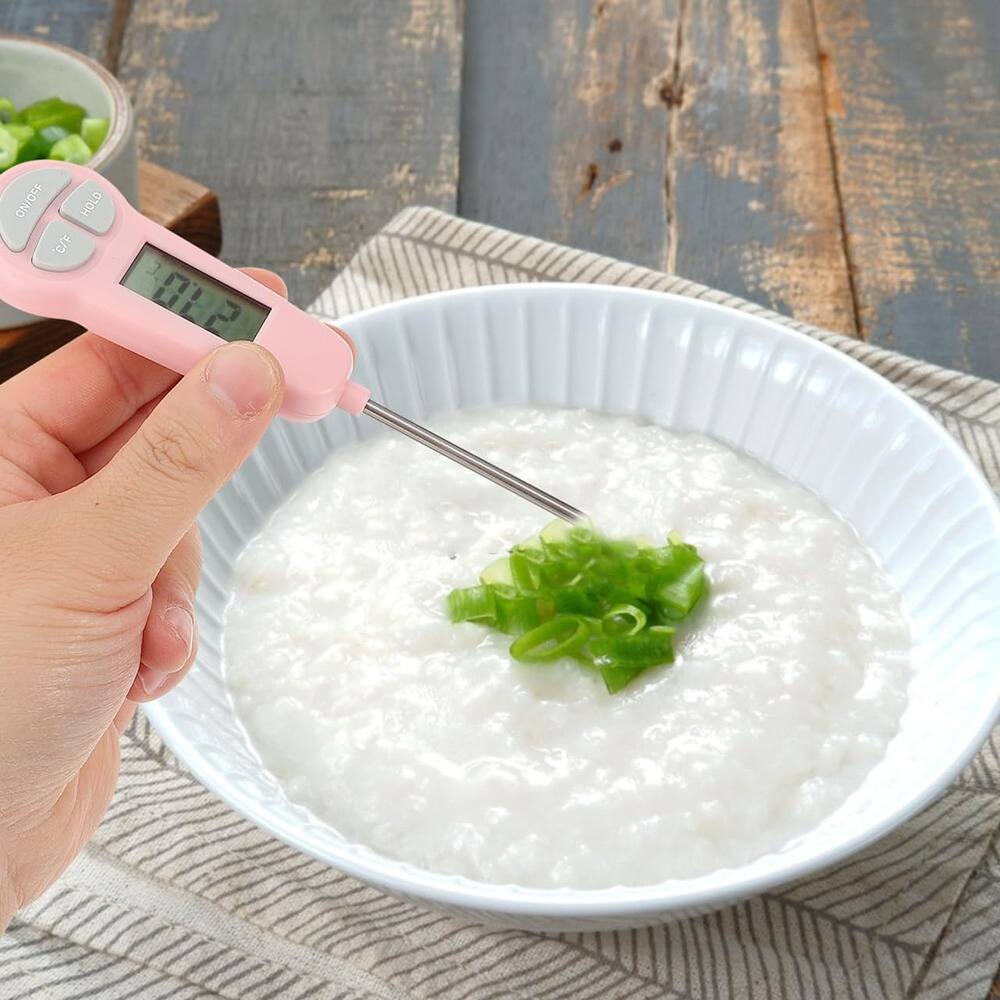 The text on the image is:

- ON/OFF
- HOLD
- °C/°F
- 41.2