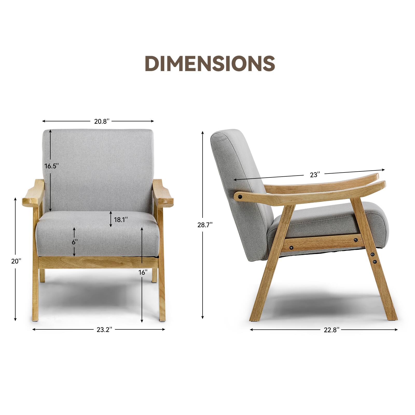 DIMENSIONS

20.8"
16.5"
23"
16"
18.1"
28.7"
20"
16"
23.2"
22.8"