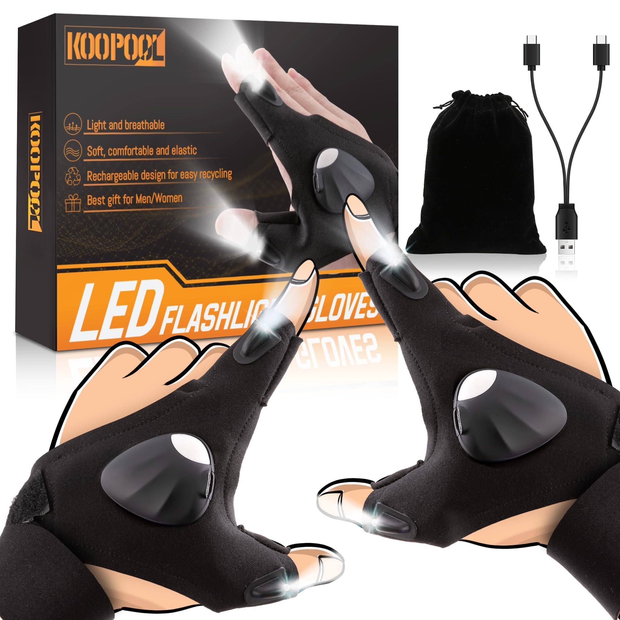Vulpecula Spade – LED Gloves, Flashlight Glove, Best Men Valentine’s Gifts for Husband Boyfriend Him, Cool Gadgets Unique Gift for