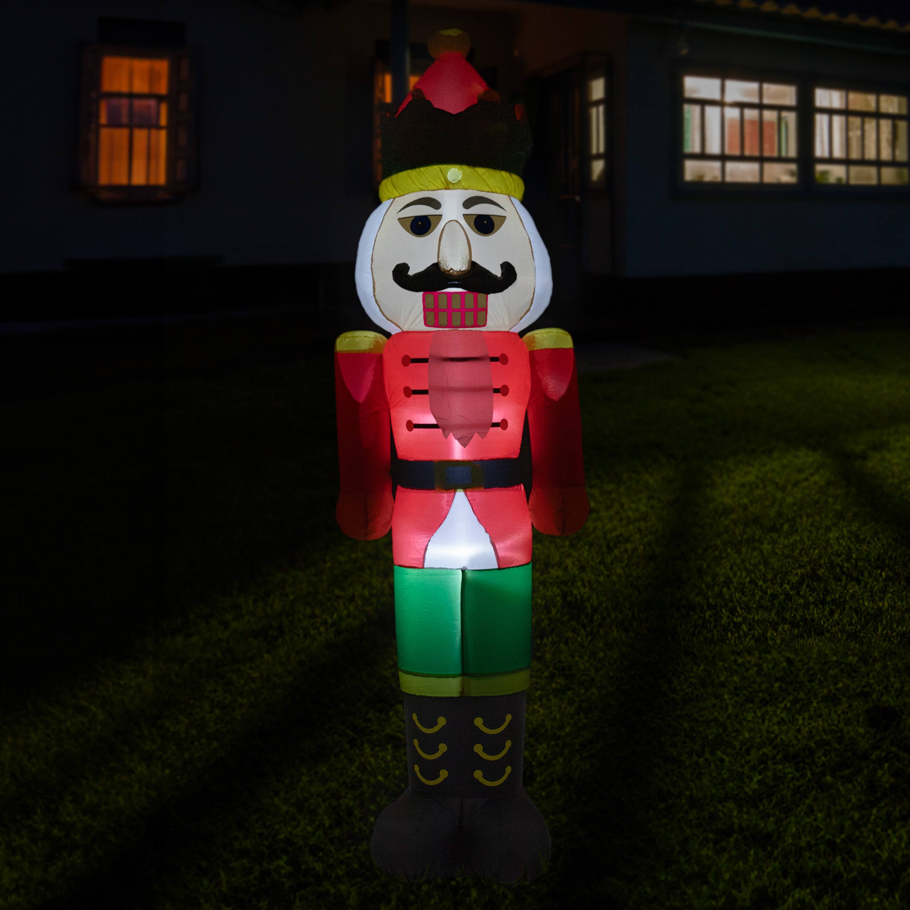 Alt View 9. Sunnydaze - 8 ft Nathaniel the Nutcracker Inflatable Christmas Decoration - Red.