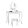 Costway - Kids Vanity Set Princess Makeup Dressing Play Table Set W/Mirror - White