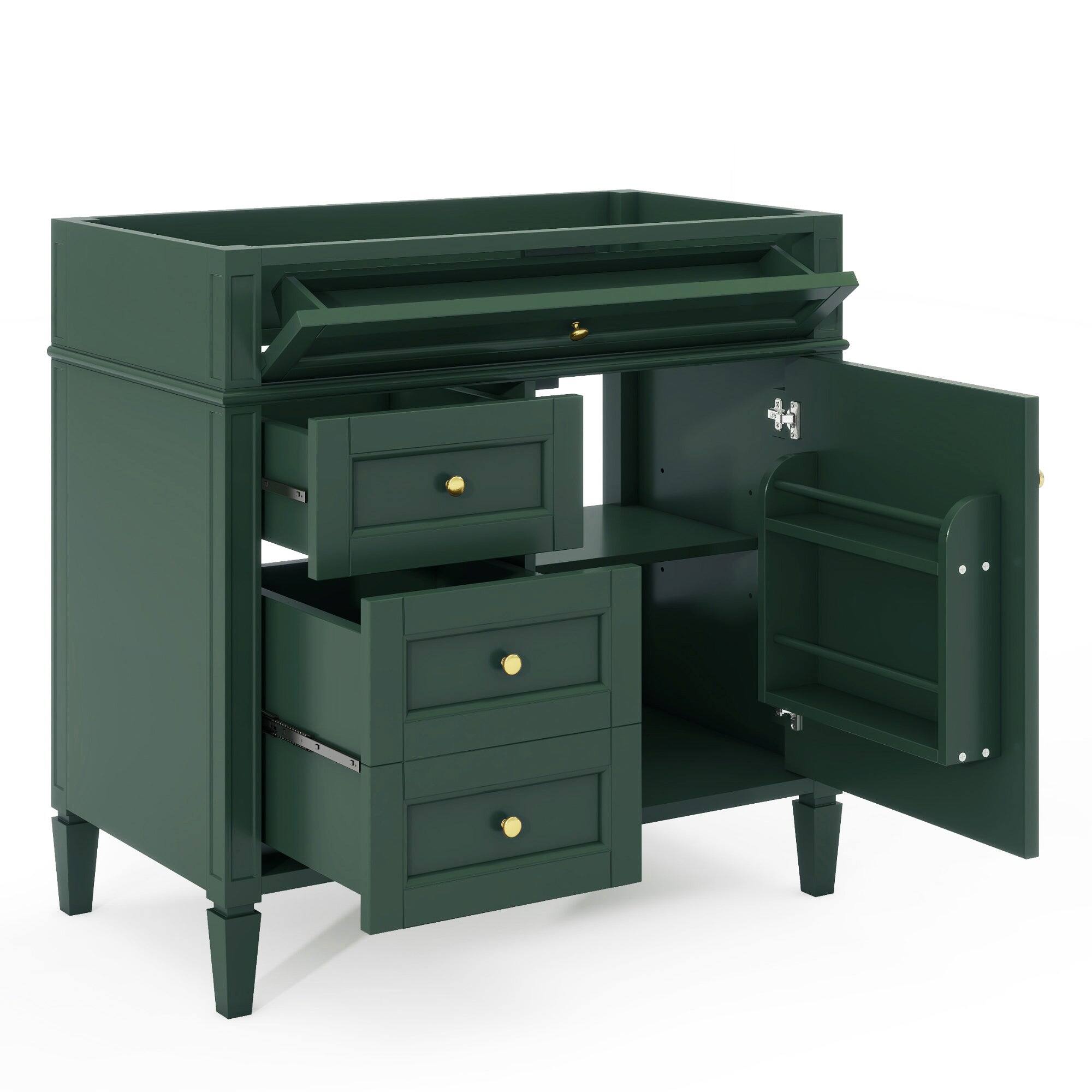 Alt View 5. Boyel Living - 36 Inch Modern Bathroom Vanity Cabinet Without Sink Solid Wood Frame Green - Green.