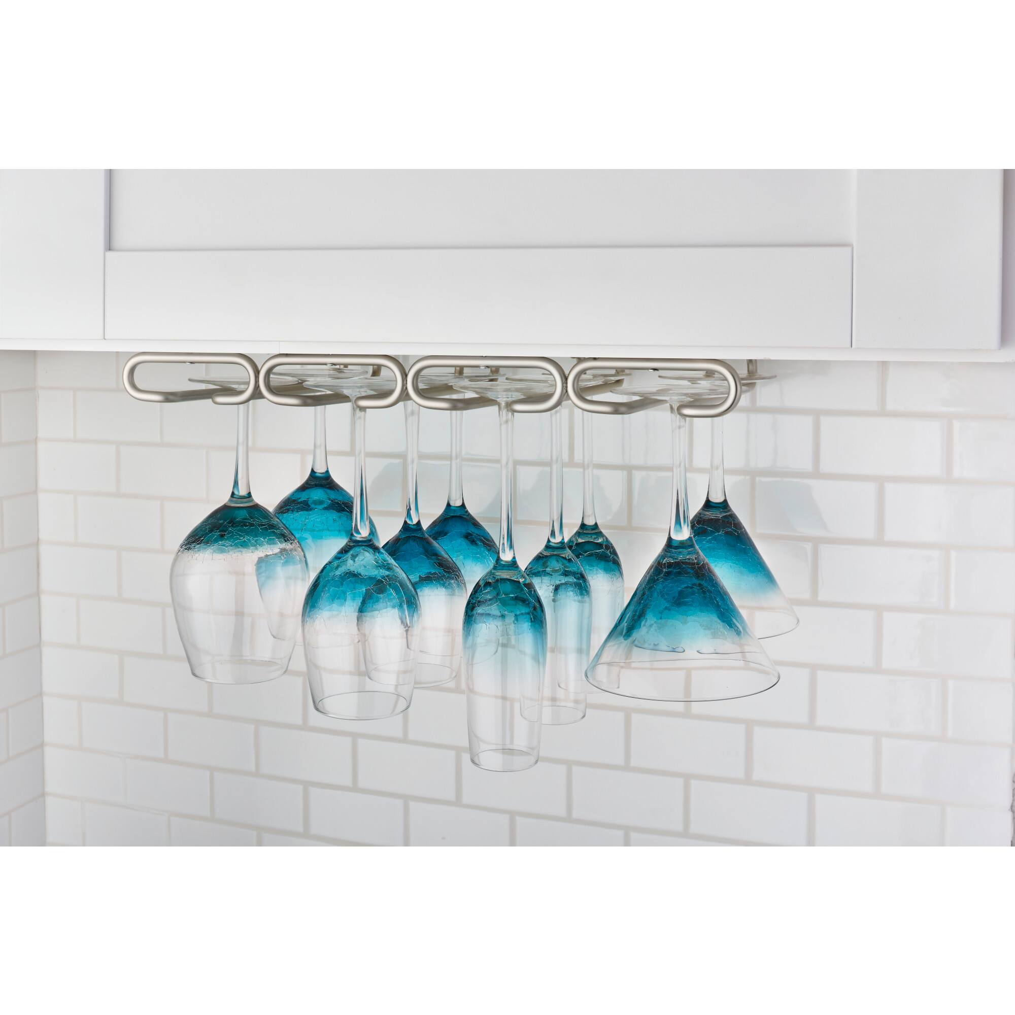 Alt View 1. Rev-A-Shelf - Rev-A-Shelf 11" Quad Under Cabinet Glass & Stemware Holder, Nickel, 3450-11SN - Satin Nickel.