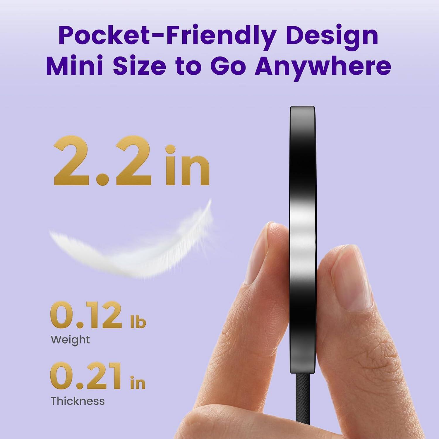 Pocket-Friendly Design Mini Size to Go Anywhere

2.2 in

0.12 lb Weight

0.21 in Thickness