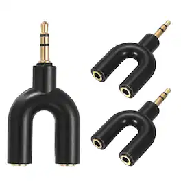 Unique Bargains - 3pcs Headphone Splitter Adapter, 3.5mm Male to Dual Female Y Jack Aux Splitter for Phone/Headset/PS4/Switch/Tablets - Black