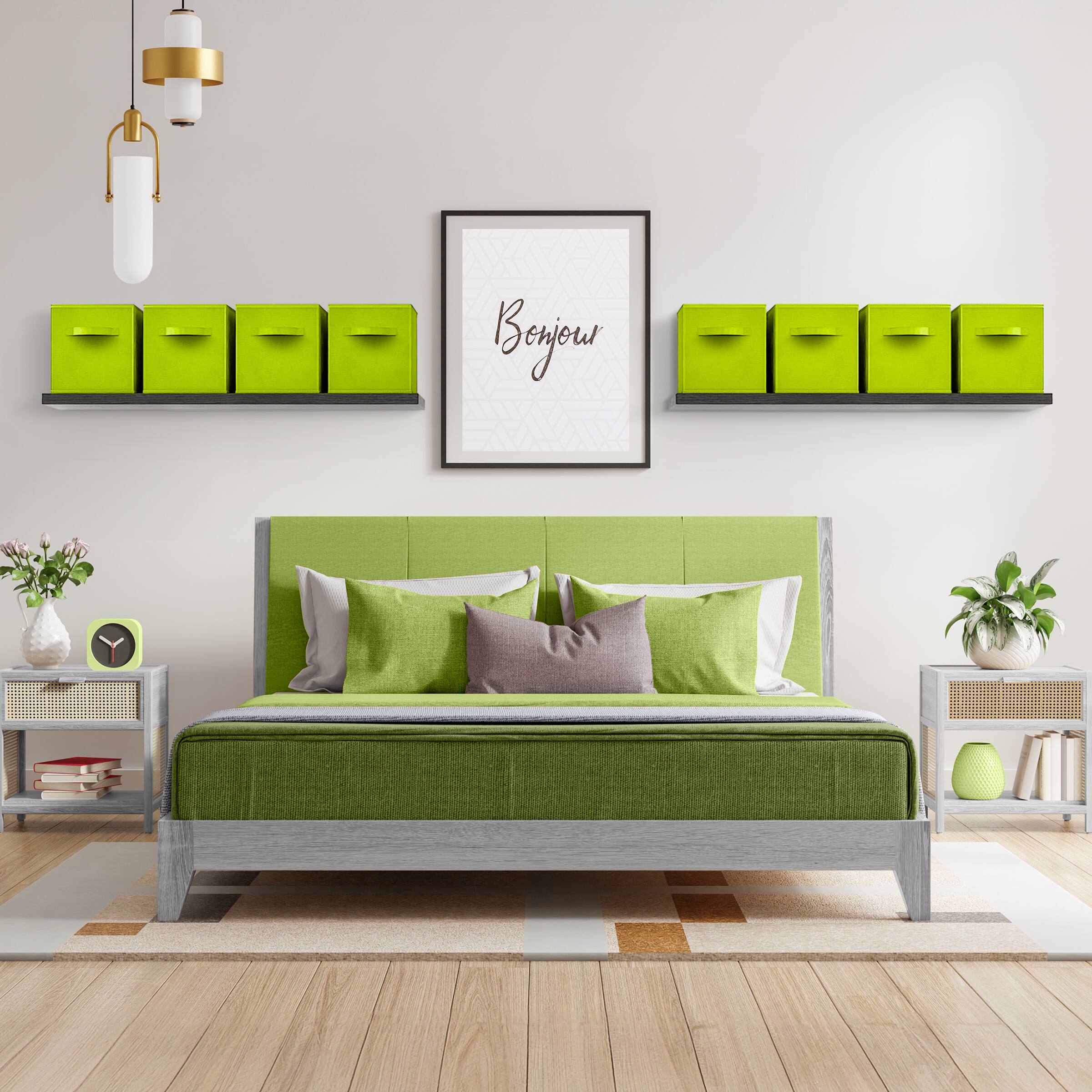 Alt View 4. Sorbus - Sorbus 13 Inch Storage Bins - Sturdy Collapsible Fabric Storage Cubes with Handle - 8 Foldable Baskets for Organizing - Green.