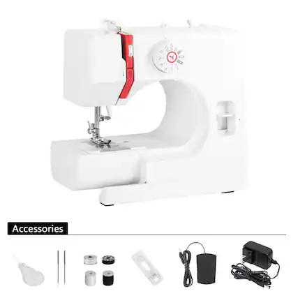 Front. Oumilen - 12-Stitch Sewing Machine - Mini Electric Sewing Machine for Beginners, Home DIY, and Small Projects.