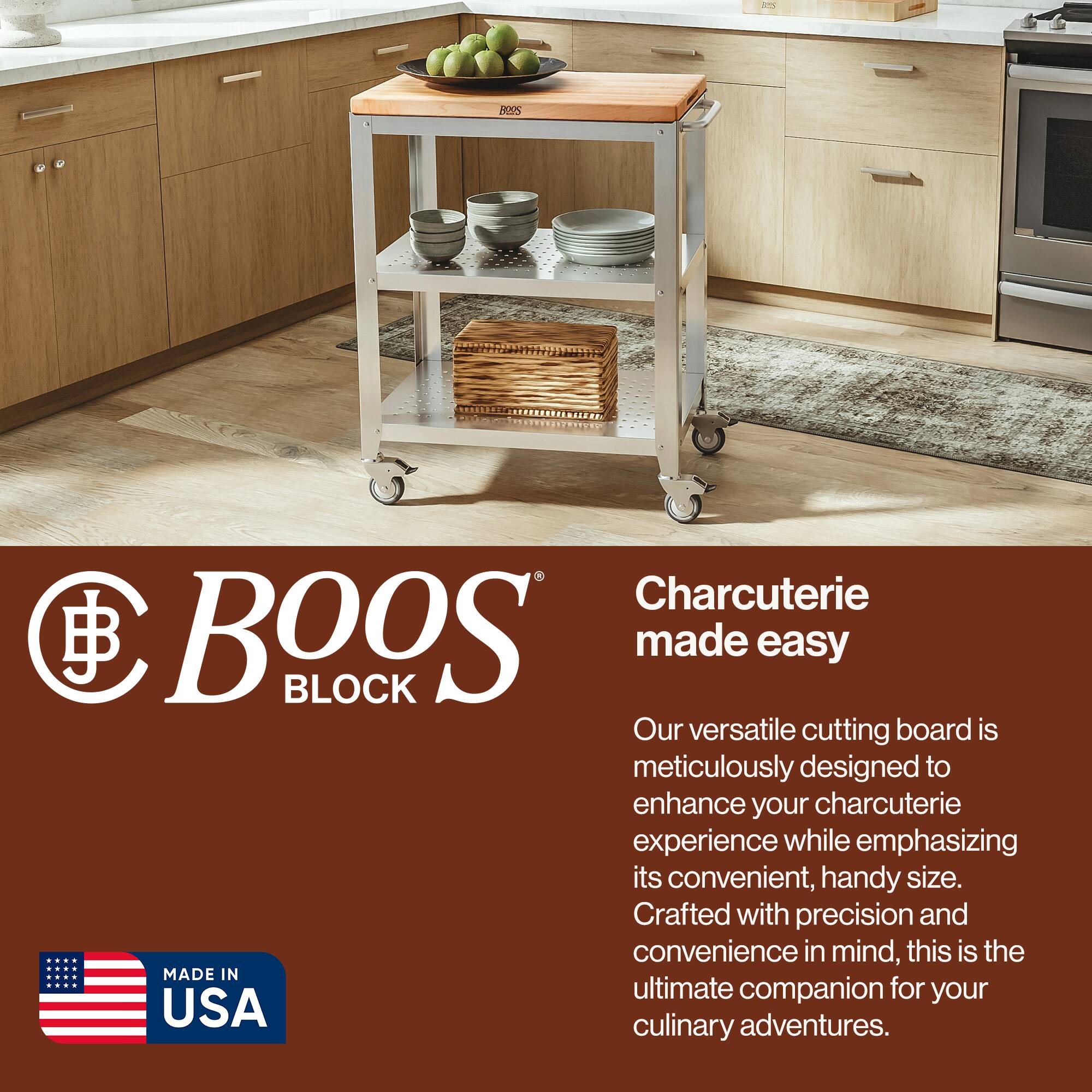 BOOS BLOCK

Charcuterie made easy

Our versatile cutting board is meticulously designed to enhance your charcuterie experience while emphasizing its convenient, handy size. Crafted with precision and convenience in mind, this is the ultimate companion for your culinary adventures.

MADE IN USA