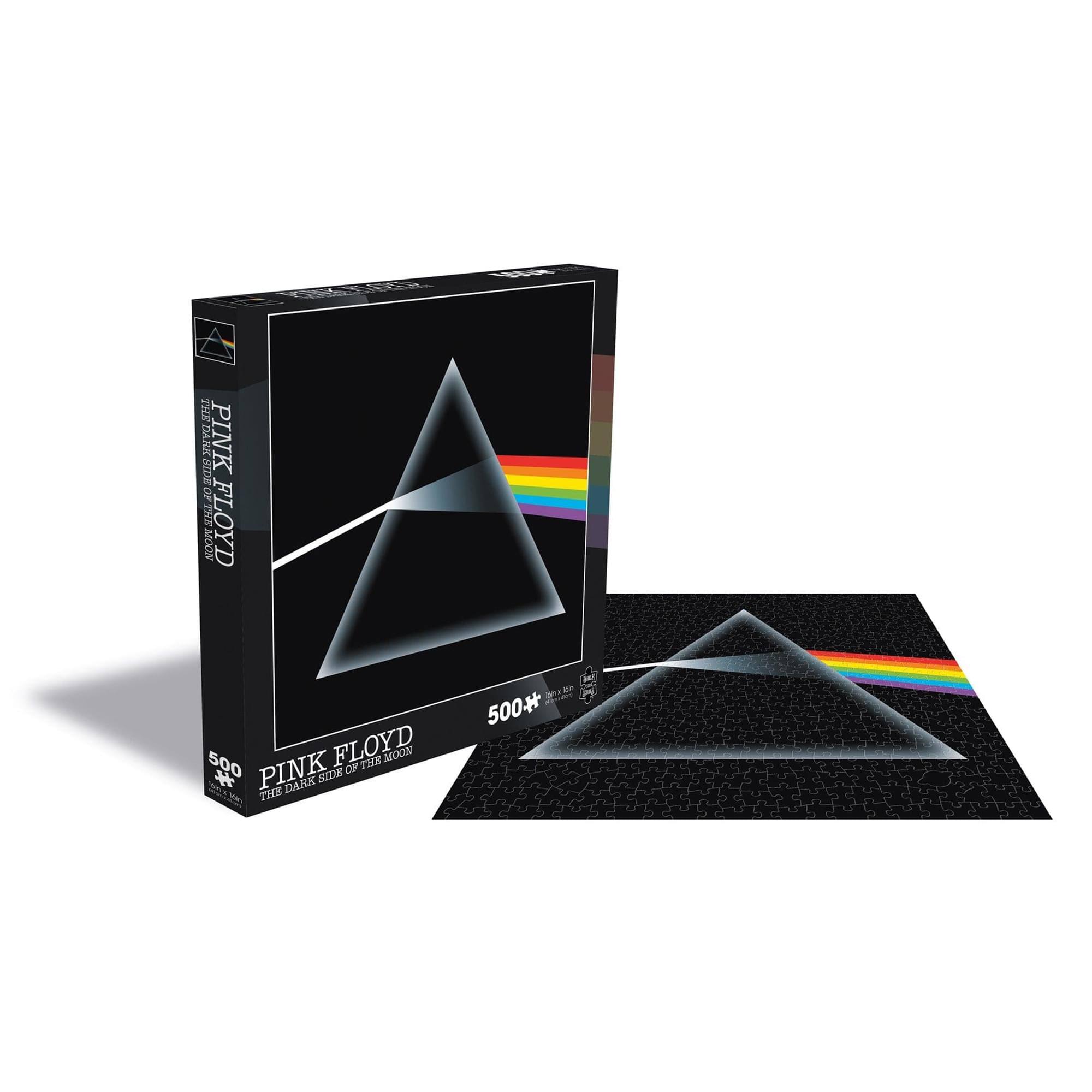 The text on the image is:

"PINK FLOYD
THE DARK SIDE OF THE MOON
500+"

Corrected and grouped text:

"Pink Floyd
The Dark Side of the Moon
500+"
