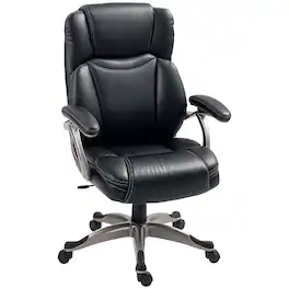 Homcom - Executive Office Chair with Tilt Function, PU Leather High Back Desk Chair, Swivel Computer Chair with Adjustable - Black